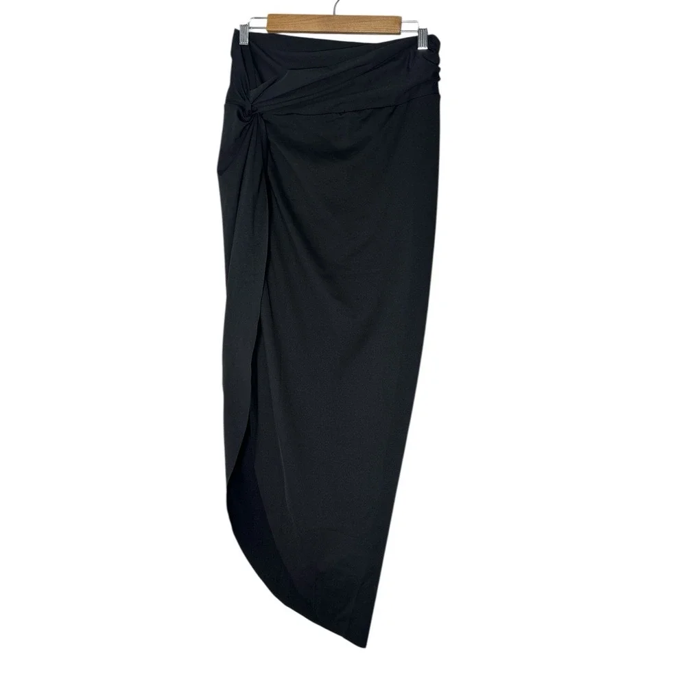 New Skims Signature Swim Women's Large Recycled Sarong Maxi Skirt Onyx‎ Black